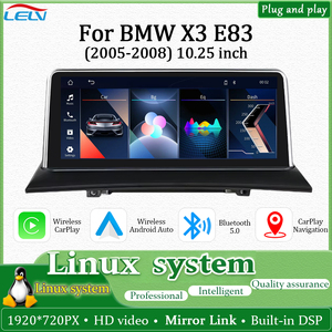 Sistema de Navegación LELV para Automóvil con Sistema <span class=keywords><strong>Linux</strong></span> para BMW X3 E83, Reproductor de Video Carplay de 10.25 Pulgadas, 2005-2008, Android Auto - Product Image 1