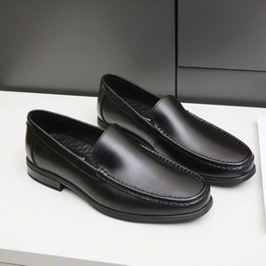 Mocassins de bureau de luxe personnalisés à bout carré noir, en cuir véritable respirant et léger, à lacets, pour printemps-été - Product Image 2