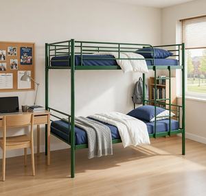 <span class=keywords><strong>Lit</strong></span> superposé en métal vert de style industriel, double sur double, cadre en acier robuste, <span class=keywords><strong>lit</strong></span> de dortoir - Product Image 6