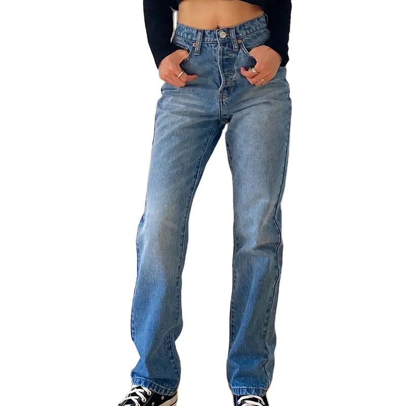 מותאם אישית נשים החבר רחבים בסגנון גבוה מותניים ישר ג 'ינס מכנסיים בציר מזדמנים החבר סגנון ג' ינס ג 'ינס לנשים גבוהות