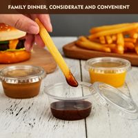 Petits gobelets à sauce jetables en PP/PVC avec couvercles – Contenants alimentaires biodégradables et compostables de qualité alimentaire pour thé et glace