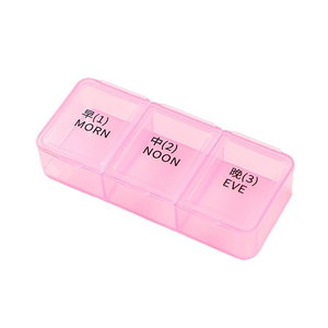 Cheap Cases Promotional Pp Plastic Pill Box for Safe Mini Travel Plastic 3 Grids Medicine Box Pill Pink Pill Box