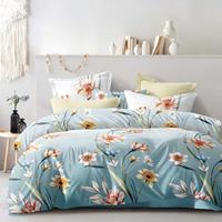 Parure de lit 3 pièces en coton couleur vive avec drap plat et 2 taies d'oreiller – Design populaire