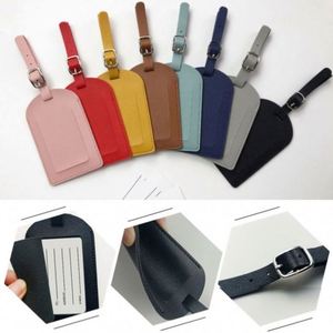 Custom Logo Business Gift Soft Leather <b>Name</b> Luggage <b>Tags</b> Most Popular Travel Suitcase Baggages <b>Tag</b> with Buckle - Product Image 3