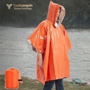 เสื้อกันฝนสีส้ม 125x100 ซม. พับได้พร้อมฮู้ดสำหรับเดินป่าตั้งแคมป์ใช้กลางแจ้ง - Product Image 5