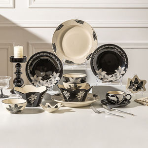 ชามและจานเซรามิกบนโต๊ะอาหารสไตล์วินเทจจานอาหารค่ำเกรดสูงใหม่ - Product Image 1