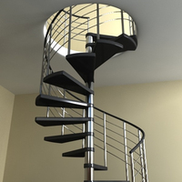 Escalier en colimaçon préfabriqué avec nez de marche, hauteur personnalisée pour accès au sous-sol