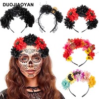 Bunga Kain Simulasi Cosplay Halloween, Hiasan Kepala Tengkorak, Grosir, Buatan Tangan, Serbaguna, Bunga Artifisial