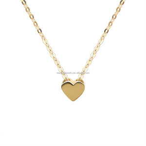 अतिसूक्ष्मवाद डिजाइन असली 18K/ 14K/ 9K सोने के दिल लटकन हार उच्च पॉलिश सरल दिल हार लड़कियों के लिए - Product Image 1
