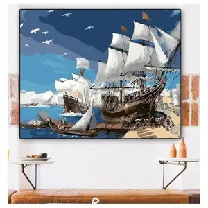 Pittura a olio digitale fai da te barca a vela decorazione camera da letto pittura dipinta a mano di grandi dimensioni di riempimento colorare di decompressione