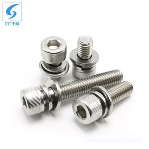 304 Stainless Steel Socket Head Screws Cylindrical Head Fully <b>Threaded</b> Spring <b>Lock</b> DIN912 Polished Standard - Product Image 1
