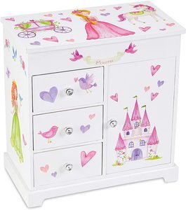 Jewelry keeper Unicorn Musical Jewelry Box with 3 Pullout Drawers, Fairy Princess and Castle Design, Dance of the Sugar