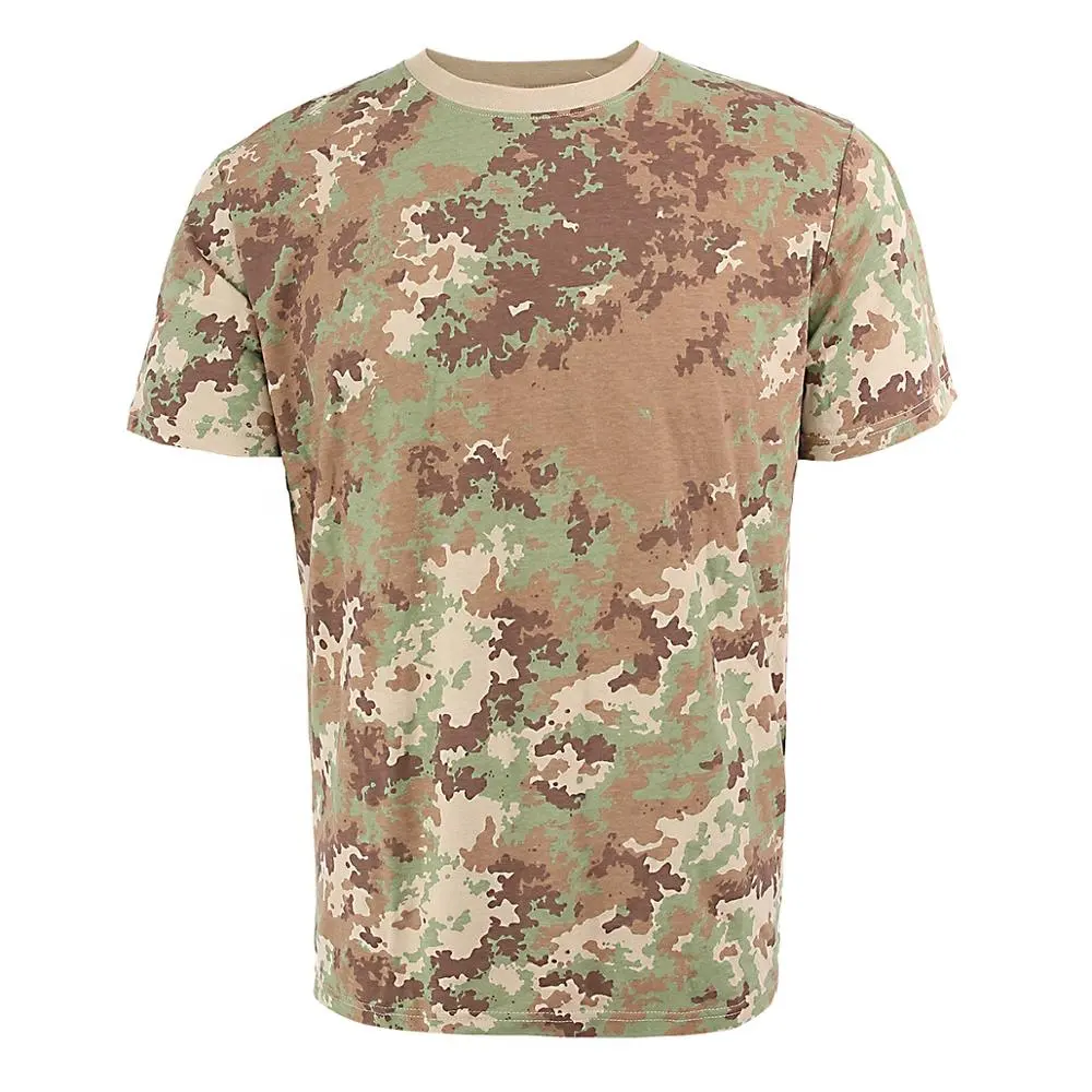 KMS High quality Tactical Security Wholesale 100% Cotton Round Neck Fitted Sport Camouflage Training T-shirt Men