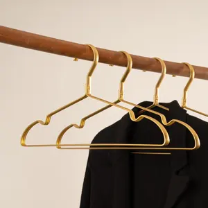 Clothes Hangers Golden Hangers With Bar Non Slip Anti-rust Hangers Light Weight Aluminum With Notches Durable Heavy Duty Metal