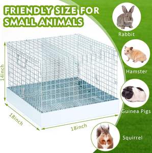 <span class=keywords><strong>Cage</strong></span> à lapin pliable à double remplissage en fil galvanisé, bac de transport pour lapin, poignées, transport portable pour une utilisation en intérieur/extérieur, 18x18x14 - Product Image 2