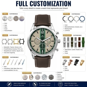 Montre chronographe à quartz pour homme OEM ODM avec logo personnalisé, bracelet en cuir véritable élégant, montres multifonctionnelles à trois aiguilles avec date - Product Image 2