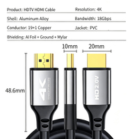 Câble HDMI 2.0 4K 18 Gbps plaqué or haute vitesse HDR 3D mâle-mâle pour moniteur HDTV, PS5, PS4, Xbox, ordinateur portable, projecteur