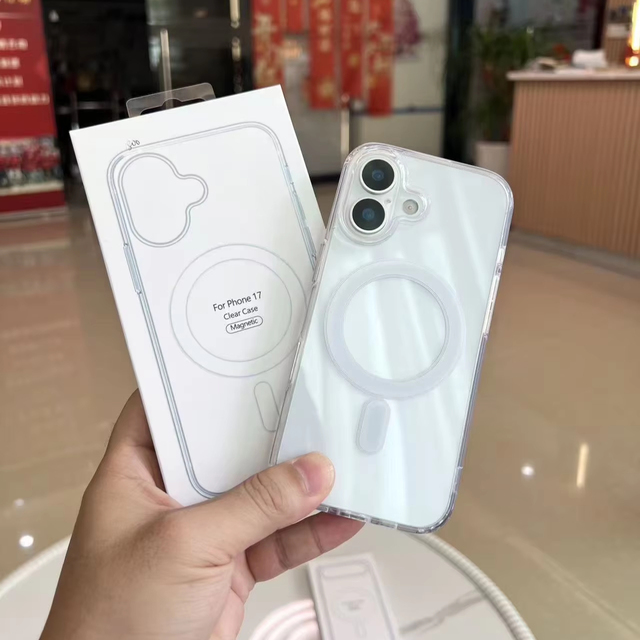 Factory Wholesale Acrylic Clear C-Magnetic Phone Case for iPhone 17 Pro Max 17 Air Transparent Cover Back With Retail Package