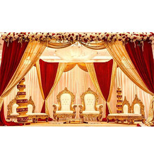 Latest Indian Wedding Mandap Vidhi Chairs Traditional Indian Wedding Mandap Vidhi Chair New Gold Pleated Wedding Mandap Chair UK - Product Image 1