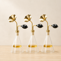 Flacons en verre de 90 ml pour parfum, huile essentielle, café, avec tête florale, pour présentation olfactive