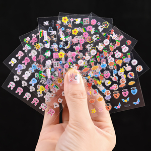 30 autocollants pour ongles pour enfants, motif lapin de dessin animé, qui brillent dans le noir, autocollants mignons pour ongles en forme de fleurs, autocollants adhésifs Kawaii pour enfants - Product Image 6