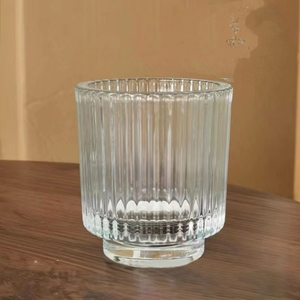 Vente en gros usine de pots à bougies en verre vides recyclables à rayures avec ouverture facile pour produits ménagers - Product Image 5