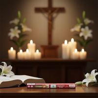 Incienso Sagrado Corazón de Jesús, Varillas de Incienso de Bambú con Aroma a Tulasi, 20 Unidades, Artículos Religiosos Indios para Todas las Estaciones