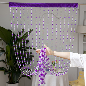 Tenda di Perline in Plastica Cristallina 1x2M, Tenda per Porta con Perline a Forma di <span class=keywords><strong>Cuore</strong></span> Viola Lucido - Product Image 1
