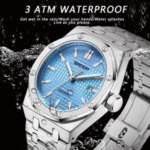 Montre mécanique pour homme SANDA 5603, boîtier octogonal, fond squelette, montre-bracelet lumineuse, étanche, calendrier, montre classique tendance - Product Image 4
