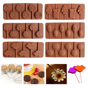 Moules à sucettes en <span class=keywords><strong>chocolat</strong></span> en silicone avec forme de double coeur, étoile, petite fleur, <span class=keywords><strong>moule</strong></span> à bonbons rond en silicone sucette - Product Image 2