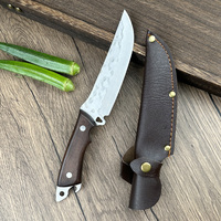 Couteau à viande mongol portable d'extérieur Cueillette d'os Fruits Coupe à main Barbecue Couteau de vente Manche en bois en acier damas
