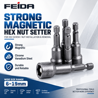 FEIDA Embout de vissage à douille hexagonale magnétique puissant de 150 mm, embout de visseuse à chocs à tige hexagonale de 1/4 pouce, 6-19 mm pour perceuse