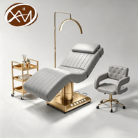 Table de massage électrique de luxe beige à 3/4 moteurs pour salon de beauté, lit de tatouage, lit facial, lit esthétique incurvé pour cils, lit de beauté