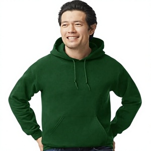 Sudadera con Capucha de Forro Polar Verde para Hombre, Corte Regular, Informal, con Bolsillo, Color Sólido, Tejido de Punto, Impresión Digital, 100% Algodón, Invierno - Product Image 1