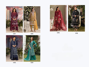 Matériel de robe de style pakistanais en pur coton de qualité supérieure avec travail d'auto-broderie attaché patché pour les vêtements pakistanais - Product Image 4