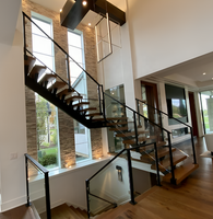 VIKO Villa moderne Inroom Simple Style Straight Running Escalier en bois verre Mono Stringer