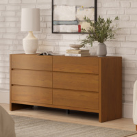 Commode minimaliste en chêne naturel à 6 tiroirs, commode large à taille personnalisable, buffet de chambre de luxe Japandi à glissières silencieuses