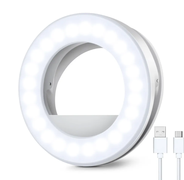 Portable Mini Type c Flash Light Led Smartphone Clip-on Ring Selfie Light for Mobile Phone Tablet