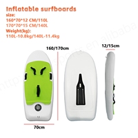 Tabla de Surf Inflable KUAYO Verde y Blanca de PVC de 110L/140L con Fibra de Carbono, Wing Foil, Hydrofoil, Kitesurfing, Ligera y de Bajo Drag