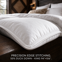 Couette d'hiver ultra-chaude 50% duvet de canard, taille King, avec compartiments, en coton anti-duvet, collection hôtelière extra chaude