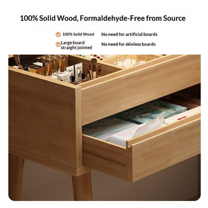 <b>Solid</b> Oak <b>Wood</b> Convertible <b>Dressing</b> <b>Table</b> Lighted LED USB Charging Port Flip Cover Makeup Cabinet Silent Wind Design Bedroom - Product Image 6
