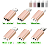 Adaptateur Convertisseur Connecteur Micro USB Femelle vers Type-C Mâle, Câble de Synchronisation de Données Type C vers iPhone iOS 8 Broches Micro USB
