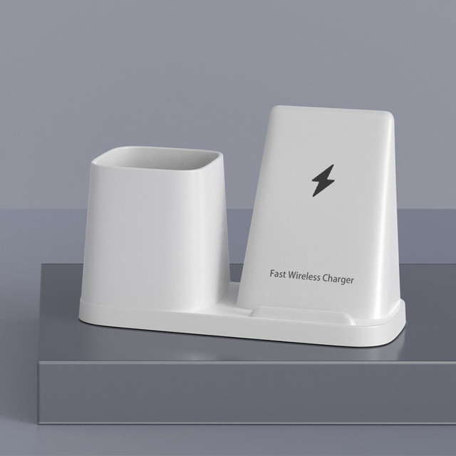 Creative Square Pen Holder Wireless Charger Desk Organizer Fast-charging Phone Stand Office Gift P56 Made in China