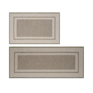 Alfombra de cocina rectangular tejida con marco dorado, antideslizante, resistente al aceite y a las manchas, para restaurante o cocina. - Product Image 1