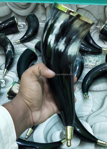 ดื่ม Handcrafted ขัดไวกิ้งฮอร์นดื่มทองเหลือง Trim และลูกบิดทองเหลือง - Product Image 2