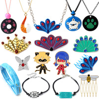 Collier fantaisie en alliage de zinc, motif queue de renard et griffe de chat, style dessin animé, décoration paon, pour les fans d'anime