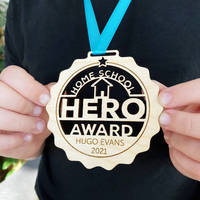 Médaille de marathon en bois HyperCrafts gravée au laser, médaille de sport en bois écologique pour le badminton, le cyclisme, la randonnée, la compétition
