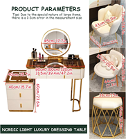 Ensemble de table de maquillage moderne pour chambre à coucher avec miroir éclairé, tabouret rembourré, 2 tiroirs de rangement, lumières 3 couleurs