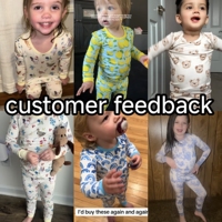 Ensemble de pyjama en bambou pour bébé et enfant, vente en gros, prêt à expédier, vêtements de nuit à manches longues, ensemble 2 pièces