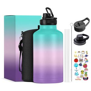 ขวดน้ำสแตนเลสสุญญากาศสำหรับเล่นกีฬา ปลอดสาร BPA พร้อมหลอดดูด - Product Image 1